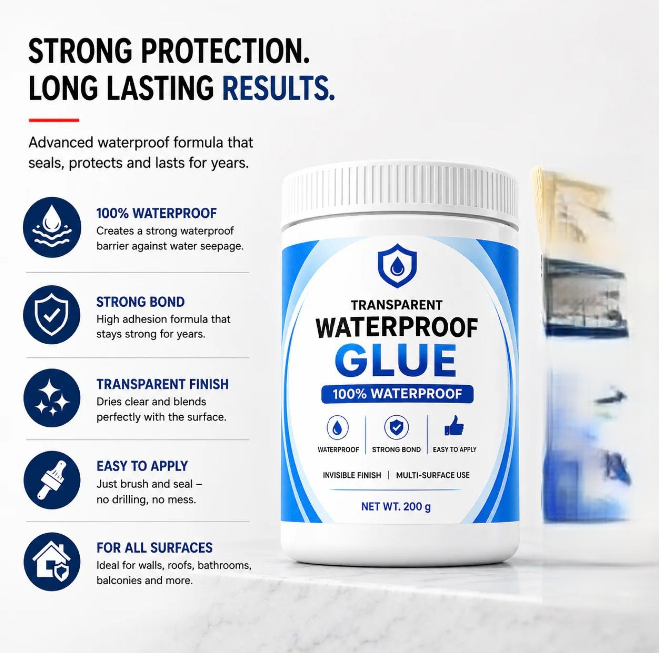 (DH)Transparent Waterproof Glue 200g Each (Pack Of 2)